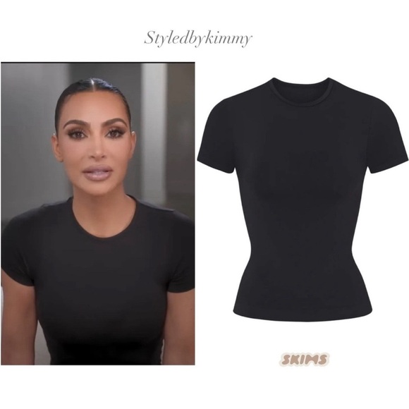 SKIMS Soft Smoothing Seamless TShirt Eclipse New NWT L Large Eclipse Black - Picture 1 of 4